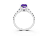 White gold Princess Cut Tanzanite Solitaire Ring with Cathedral Setting and Pavé Band_3