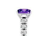 White gold Princess Cut Tanzanite Solitaire Ring with Cathedral Setting and Pavé Band_5