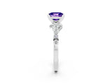 White gold Princess Cut Tanzanite Solitaire Ring with Crossover Gallery and Round  Pavé Band_14