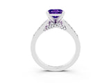 White gold Princess Cut Tanzanite Solitaire Ring with Crossover Gallery and Round  Pavé Band_15