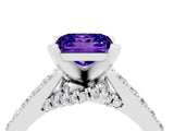 White gold Princess Cut Tanzanite Solitaire Ring with Crossover Gallery and Round  Pavé Band_16