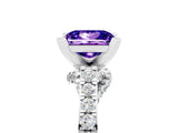 White gold Princess Cut Tanzanite Solitaire Ring with Crossover Gallery and Round  Pavé Band_17