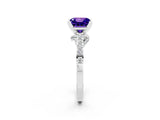 White gold Princess Cut Tanzanite Solitaire Ring with Crossover Gallery and Round  Pavé Band_38