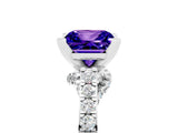 White gold Princess Cut Tanzanite Solitaire Ring with Crossover Gallery and Round  Pavé Band_41