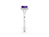 White gold Princess Cut Tanzanite Solitaire Ring with Flower Prong Setting and Classic Band_38