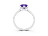 White gold Princess Cut Tanzanite Solitaire Ring with Flower Prong Setting and Classic Band_39