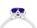 White gold Princess Cut Tanzanite Solitaire Ring with Flower Prong Setting and Classic Band_40