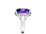 White gold Princess Cut Tanzanite Solitaire Ring with Flower Prong Setting and Classic Band_41