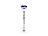 White gold Princess Cut Tanzanite Solitaire Ring with Pavé Accents and Four-Prong Setting_2