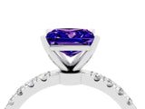 White gold Princess Cut Tanzanite Solitaire Ring with Pavé Accents and Four-Prong Setting_4