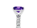 White gold Princess Cut Tanzanite Solitaire Ring with Pavé Accents and Four-Prong Setting_5