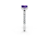 White gold Princess Cut Tanzanite Solitaire Ring with Pavé Band and Four-Prong Setting_26