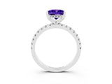 White gold Princess Cut Tanzanite Solitaire Ring with Pavé Band and Four-Prong Setting_27