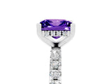 White gold Princess Cut Tanzanite Solitaire Ring with Pavé Band and Four-Prong Setting_29