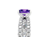 White gold Princess Cut Tanzanite Solitaire Ring with Pavé and Channel Set Band_5