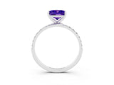 White gold Princess Cut Tanzanite Solitaire Ring with Pave Band and Four Prong Setting_27