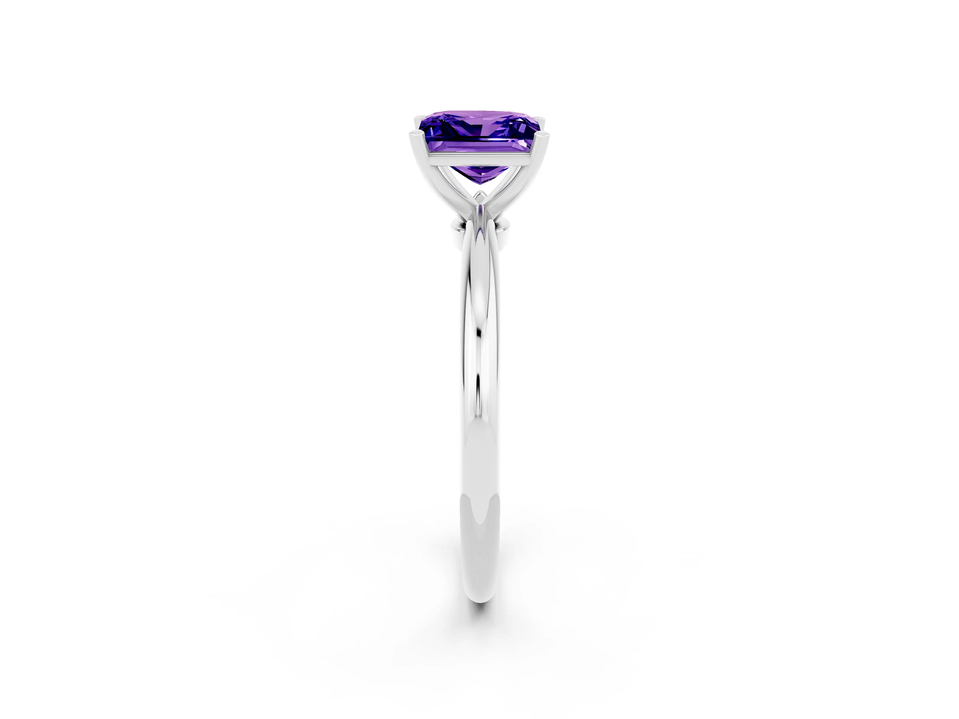 White gold Princess Cut Tanzanite Solitaire Ring with Six-Prong Setting and Classic Band_14