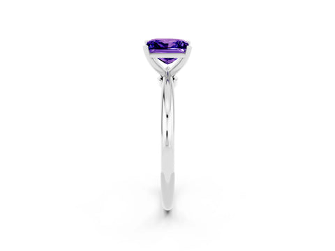 White gold Princess Cut Tanzanite Solitaire Ring with Six-Prong Setting and Classic Band_14