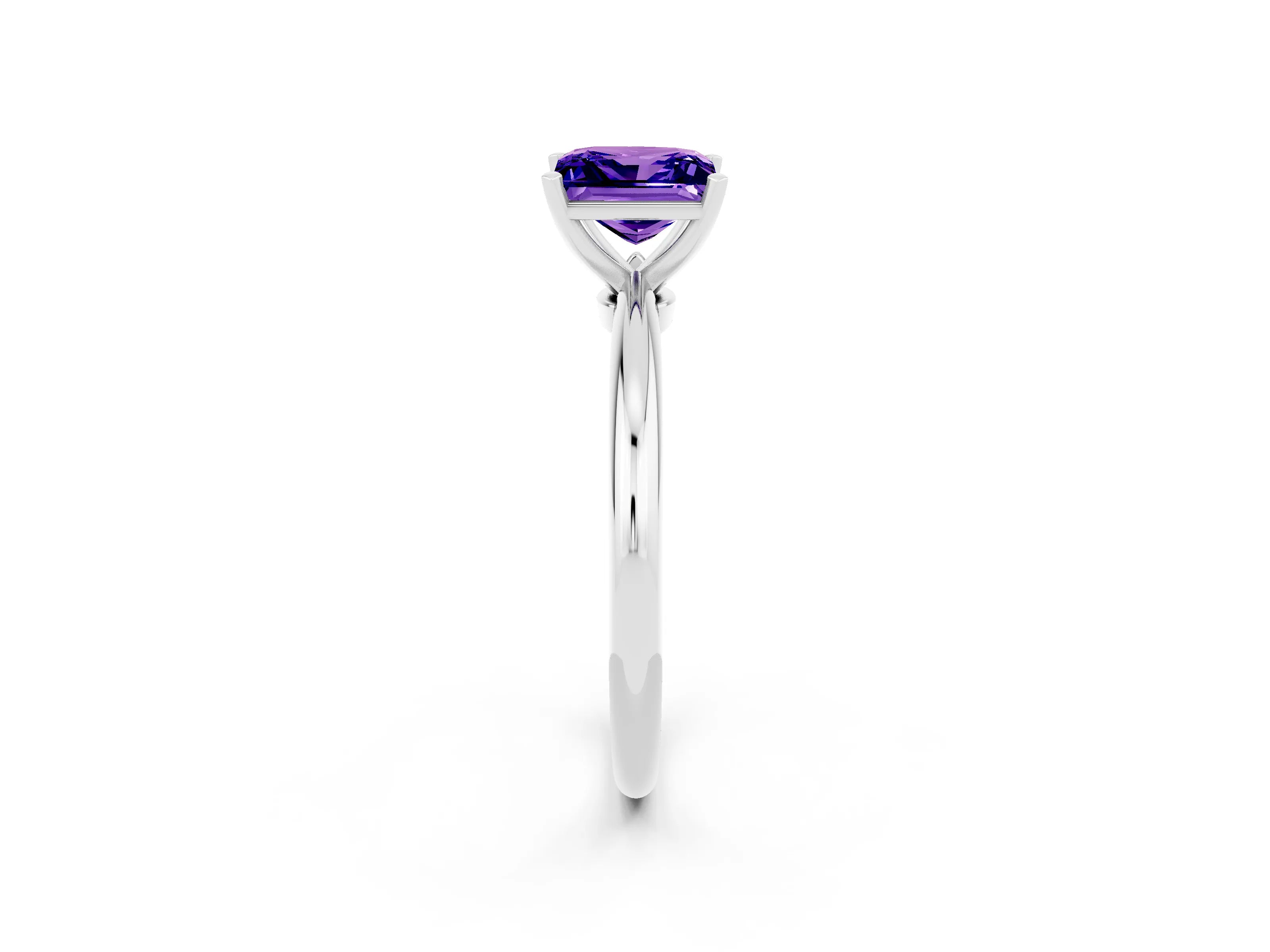 White gold Princess Cut Tanzanite Solitaire Ring with Six-Prong Setting and Classic Band_22