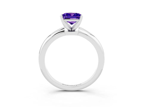White gold Princess Cut Tanzanite Solitaire Ring with Six-Prong Setting and Classic Band_23