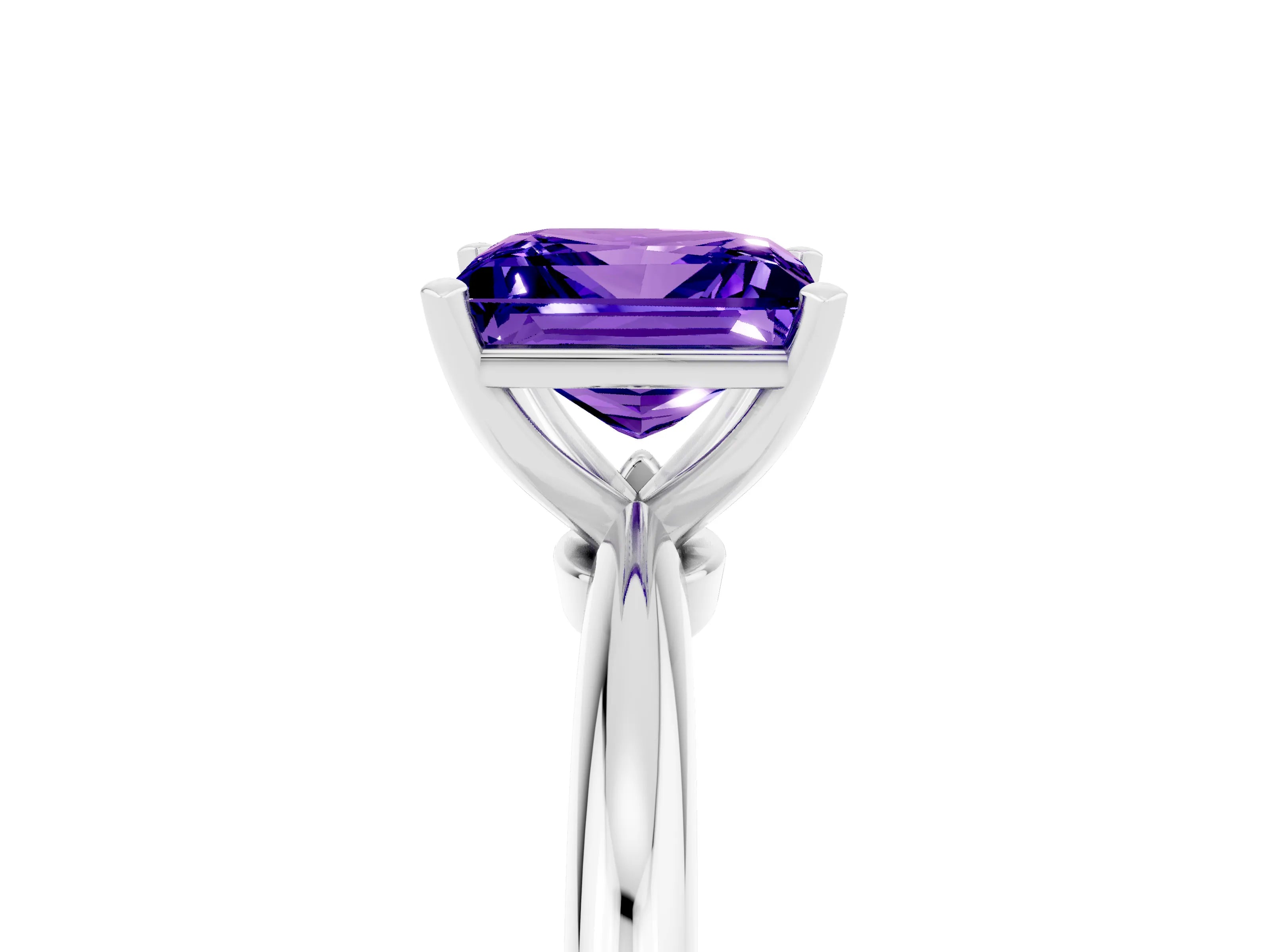 White gold Princess Cut Tanzanite Solitaire Ring with Six-Prong Setting and Classic Band_25