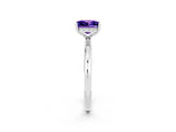 White gold Princess Cut Tanzanite Solitaire Ring with Thin Band and Four-Prong Setting_2