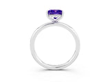 White gold Princess Cut Tanzanite Solitaire Ring with Thin Band and Four-Prong Setting_3