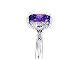 White gold Princess Cut Tanzanite Solitaire Ring with Thin Band and Four-Prong Setting_5