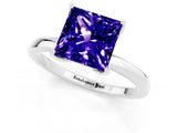 White gold Princess Cut Tanzanite Solitaire Ring with Thin Band and Prong Setting_13