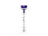 White gold Princess Cut Tanzanite Solitaire Ring with Thin Band and Prong Setting_14