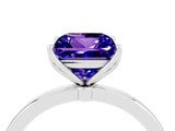 White gold Princess Cut Tanzanite Solitaire Ring with Thin Band and Prong Setting_16