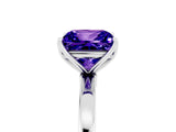 White gold Princess Cut Tanzanite Solitaire Ring with Thin Band and Prong Setting_17