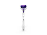White gold Princess Cut Tanzanite Solitaire Ring with Thin Band and Prong Setting_38