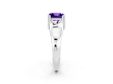 White gold Princess Cut Tanzanite Solitaire Ring with Wide Band and Prong Setting_2
