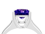 White gold Princess Cut Tanzanite Solitaire Ring with Wide Band and Prong Setting_4