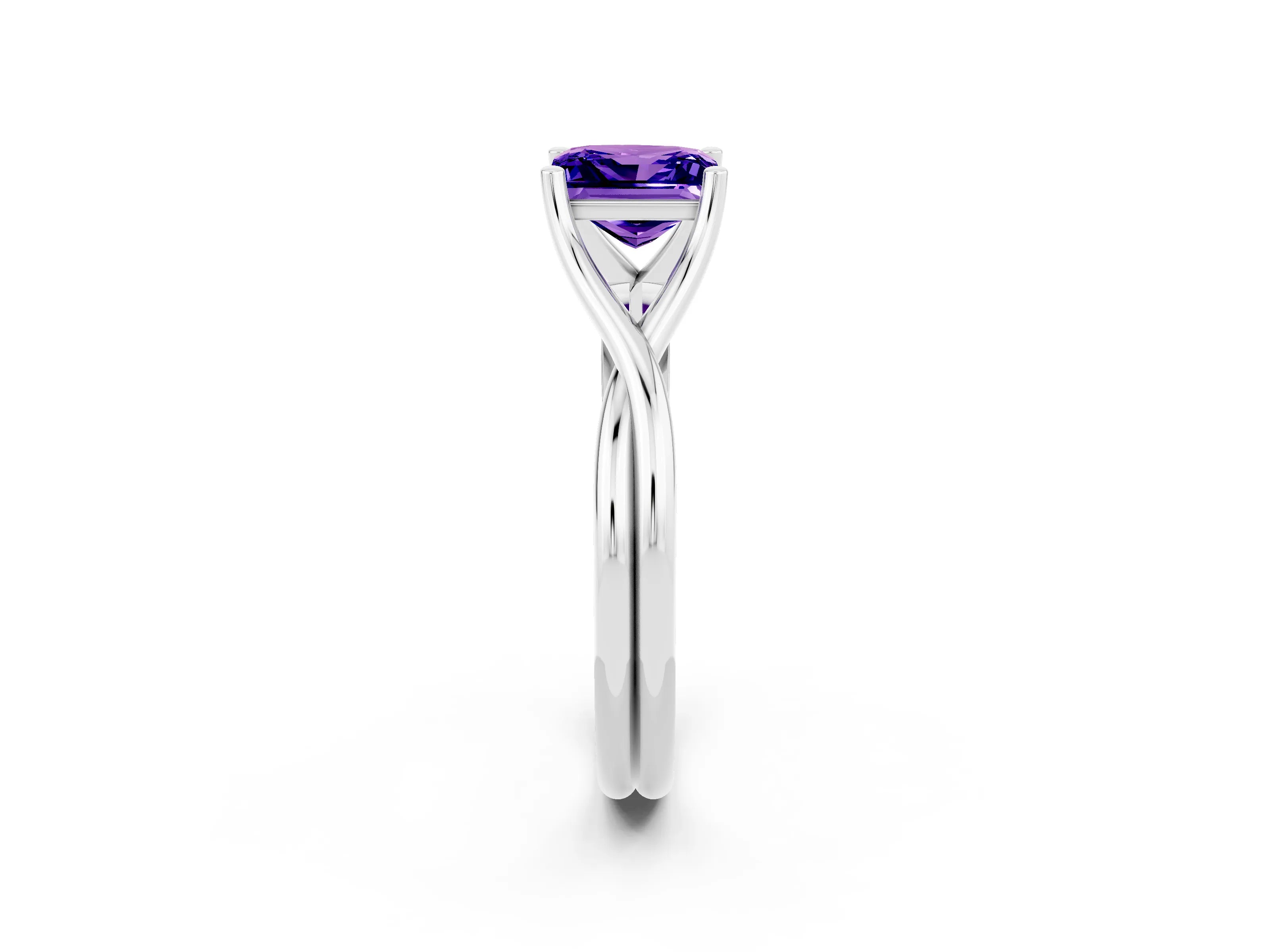 White gold Princess Cut Tanzanite Solitaire Twist Band Prong Setting Ring_26