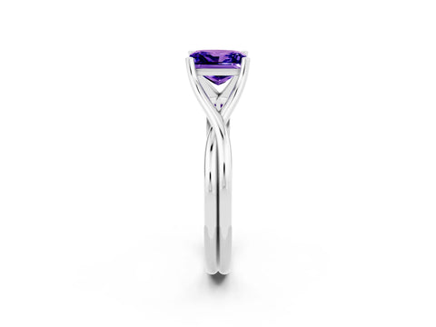White gold Princess Cut Tanzanite Solitaire Twist Band Prong Setting Ring_26