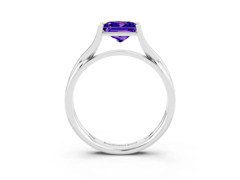 White gold Princess Cut Tanzanite Solitaire Twist Band Prong Setting Ring_27