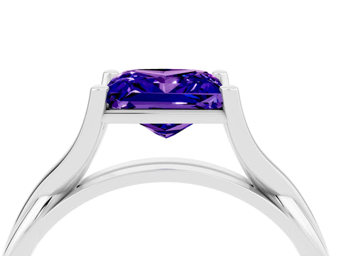 White gold Princess Cut Tanzanite Solitaire Twist Band Prong Setting Ring_28