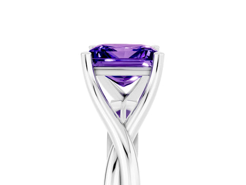 White gold Princess Cut Tanzanite Solitaire Twist Band Prong Setting Ring_29