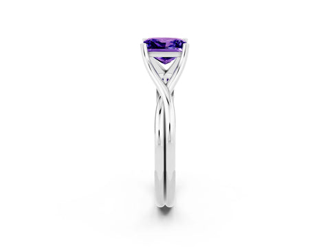 White gold Princess Cut Tanzanite Solitaire Twist Band Prong Setting Ring_38