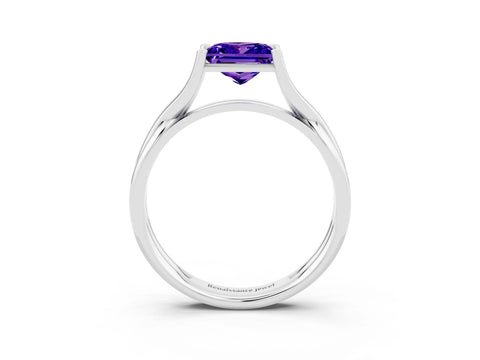 White gold Princess Cut Tanzanite Solitaire Twist Band Prong Setting Ring_39