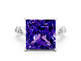 White gold Princess Cut Tanzanite Solitaire Twisted Band with Round  Accents and Prong Setting_12
