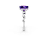 White gold Princess Cut Tanzanite Solitaire Twisted Band with Round  Accents and Prong Setting_14