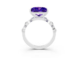 White gold Princess Cut Tanzanite Solitaire Twisted Band with Round  Accents and Prong Setting_15