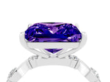 White gold Princess Cut Tanzanite Solitaire Twisted Band with Round  Accents and Prong Setting_16