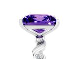 White gold Princess Cut Tanzanite Solitaire Twisted Band with Round  Accents and Prong Setting_17