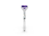 White gold Princess Cut Tanzanite Solitaire with Side Baguettes and Channel Set Band_2