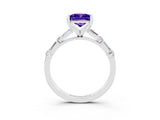 White gold Princess Cut Tanzanite Solitaire with Side Baguettes and Channel Set Band_3