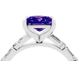 White gold Princess Cut Tanzanite Solitaire with Side Baguettes and Channel Set Band_4